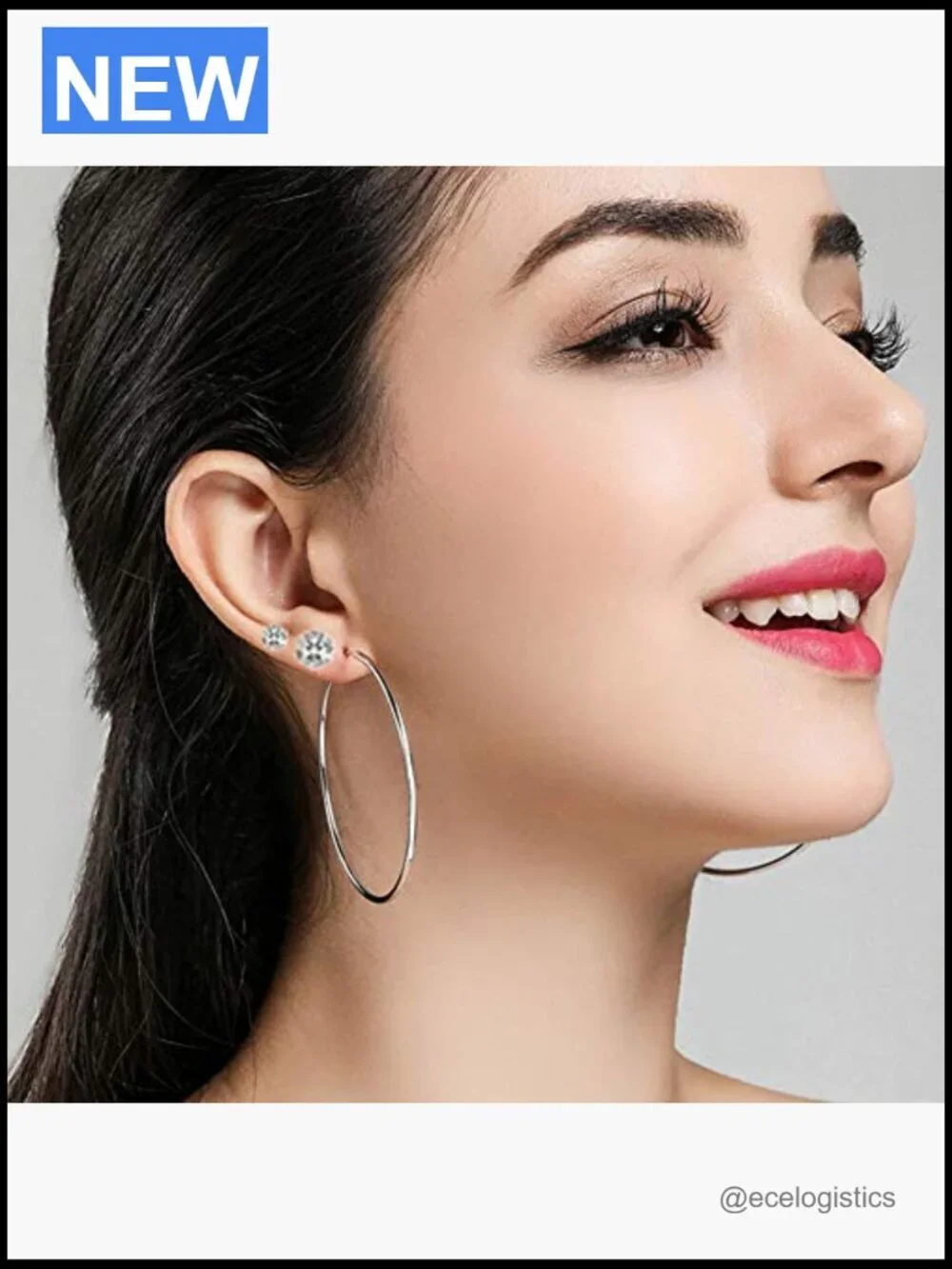 24 Pairs Silver Hoop Earrings Set Lightweight Cubic Zirconia Studs Multipack